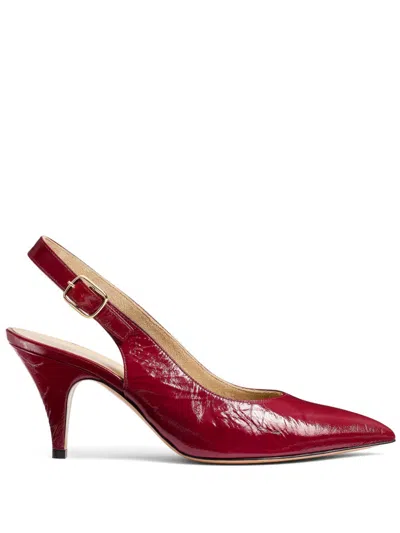 Khaite River Crinkled-leather Slingback Pumps In Burgundy