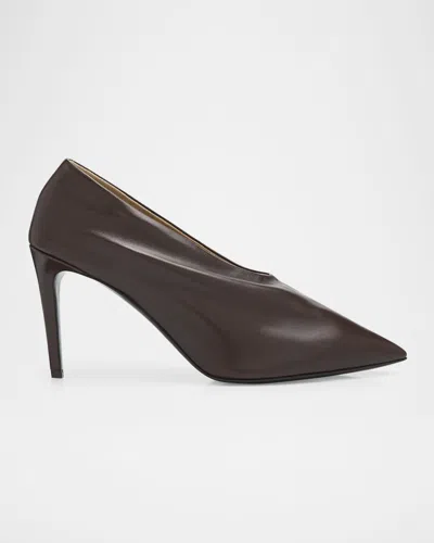 Khaite 85mm Miriam Leather Pumps In Brown
