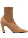 Khaite 85mm Nevada Stretch Leather Ankle Boots In Brown