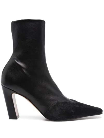 Khaite Nevada Crinkled-leather Ankle Boots In Black