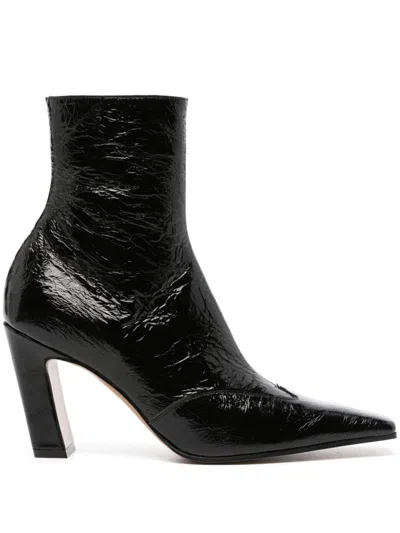 Khaite Nevada Crinkled-leather Ankle Boots In Black