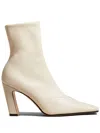 Khaite Dallas Leather Ankle Boots In Off White
