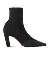 Khaite Nevada Leather-trimmed Stretch-knit Ankle Boots In Black