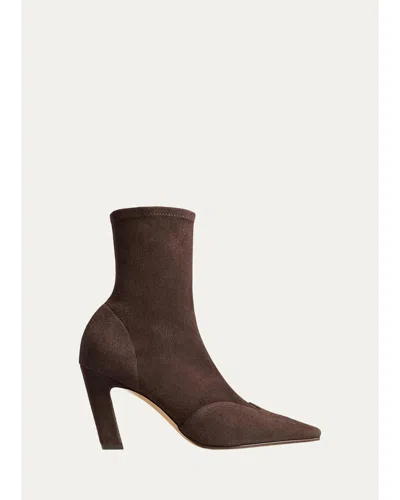 Khaite 85mm Nevada Suede Ankle Boots In Brown