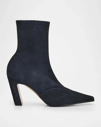 Khaite 85mm Nevada Suede Ankle Boots In Blue