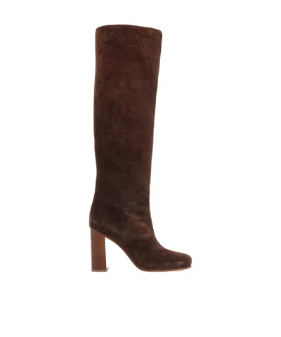 Khaite Willow Knee-high Suede Boots In Brown