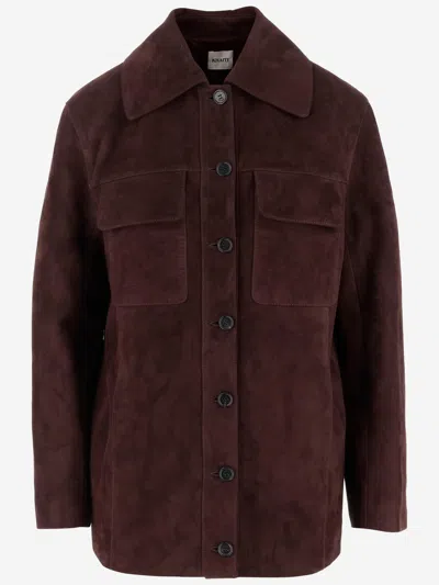 Khaite Iana Suede Jacket In Dark Brown