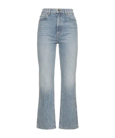 Khaite Abigail Cotton Straight Leg Jeans In Blue