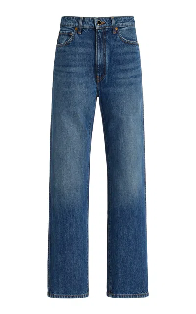 Khaite Abigail Cropped Rigid High-rise Straight-leg Jeans In Medium Wash