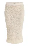 Khaite Adela Knit Bouclé Midi Skirt In Neutral