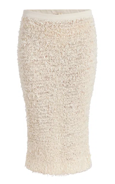 Khaite Adela Knit Bouclé Midi Skirt In Neutral