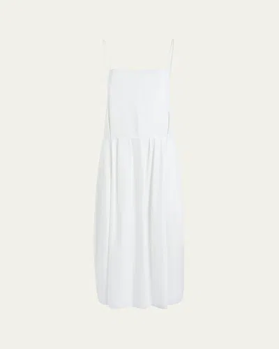 Khaite Adira Sleeveless Pleated Midi Dress In White