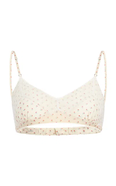 Khaite Adrian Floral Cotton-silk Bra In Neutral