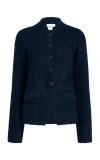 Khaite Aeson Button-front Silk-cashmere Jacket In Navy