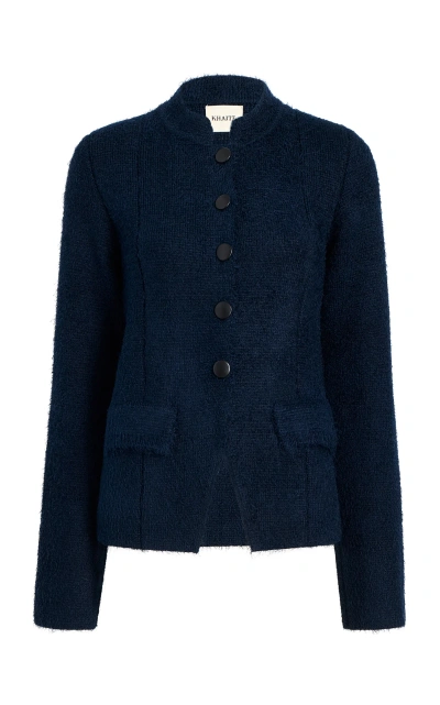 Khaite Aeson Button-front Silk-cashmere Jacket In Navy