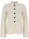 Khaite White Silk Blend Aeson Blazer In Neutrals