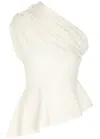 Khaite Aimee Asymmetric One-shoulder Wool-blend Peplum Top In White