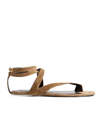 Khaite Aimee Ankle-wrap Sandals In Brown
