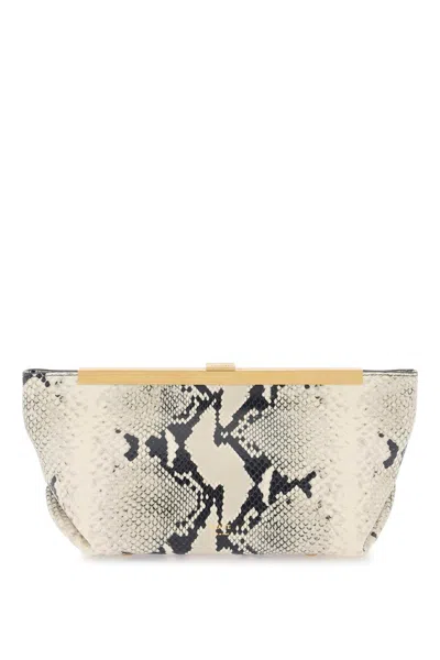 Khaite Aimee Python-embossed Clutch Bag In Cream
