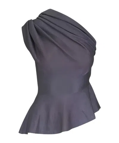 Khaite Aimee Draped Blouse In Gray