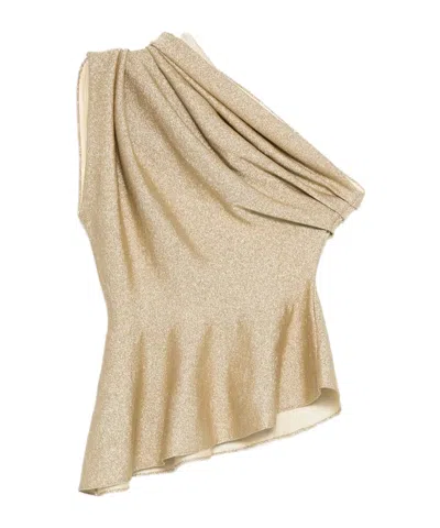 Khaite Aimee Draped Blouse In Nude