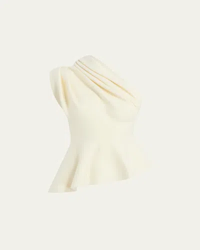KHAITE AIMEE DRAPED ONE-SHOULDER PEPLUM TOP