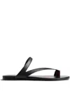 Khaite Aimee Leather Flat Sandals In Black