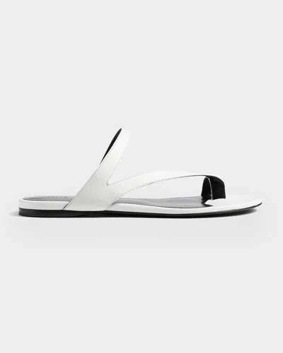 Khaite Aimee Leather Flat Toe-ring Sandals In White