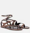 Khaite Aimee Ankle-wrap Leather Sandals In Brown