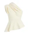 Khaite Aimee Draped One-shoulder Peplum Top In White