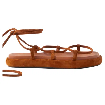 Pre-owned Khaite Alba Gladiator Suede Platform Sandal $959 Size 40 10 Slims The Leg! In Brown