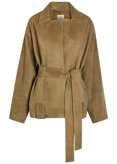 Khaite Alder Belted Suede Jacket In Brown