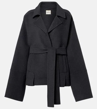 Khaite Alder Jacket In Charcoal Wool In Black