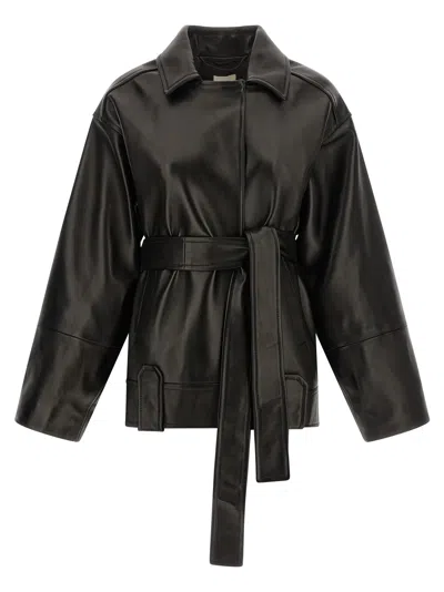 Khaite Alder Leather Jacket In Black