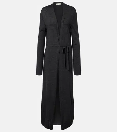 Khaite Alek Wool Wrap Cardigan In Black