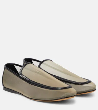 Khaite Alessio Sheer Mesh Loafer In Black Tan