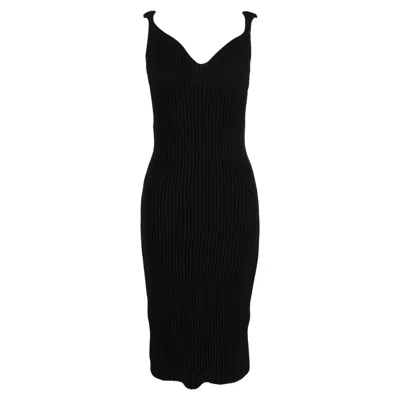 Khaite Alessia Open-back Ribbed Midi Dress In Black Cotton
