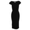 Khaite Allegra Knitted Midi Sweetheart Dress In Black Wool In Black