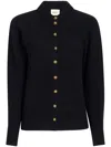 Khaite Brieta Merino Wool Blend Cardigan In Black