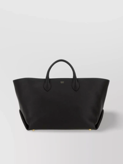 Khaite Amelia Leather Shopping Bag In Black