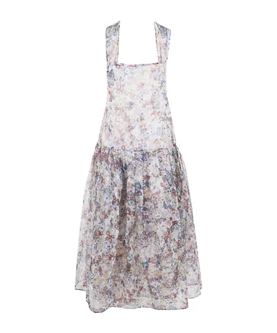 Khaite Amello Floral Open-back Dress In White