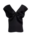 Khaite Ami Draped Silk-gazar Top In Black
