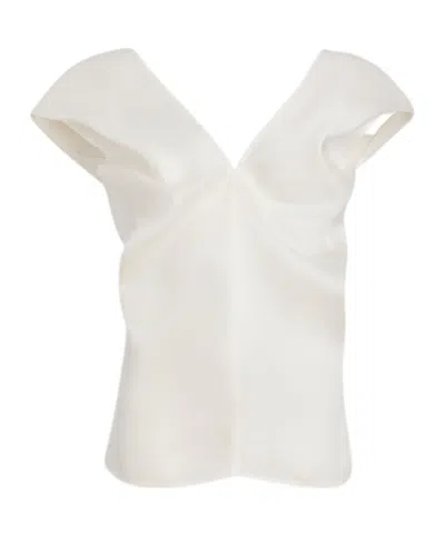 Khaite Ami Silk Organza Top In 168 - Chalk