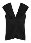 Khaite Ami Draped Silk-gazar Top In Black