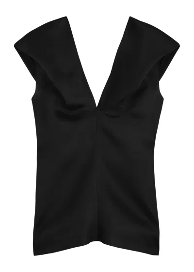 Khaite V-neck Silk Top In Black