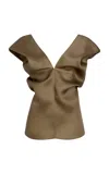 Khaite Ami Silk Organza Top In Bronze