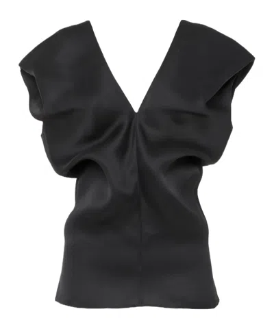 Khaite Ami Silk Satin Top In Black