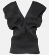 Khaite Ami Draped Silk-gazar Top In Black