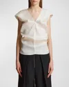 Khaite Ami Silk Organza Top In Chalk