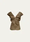 Khaite Ami Silk Organza Top In Toffee